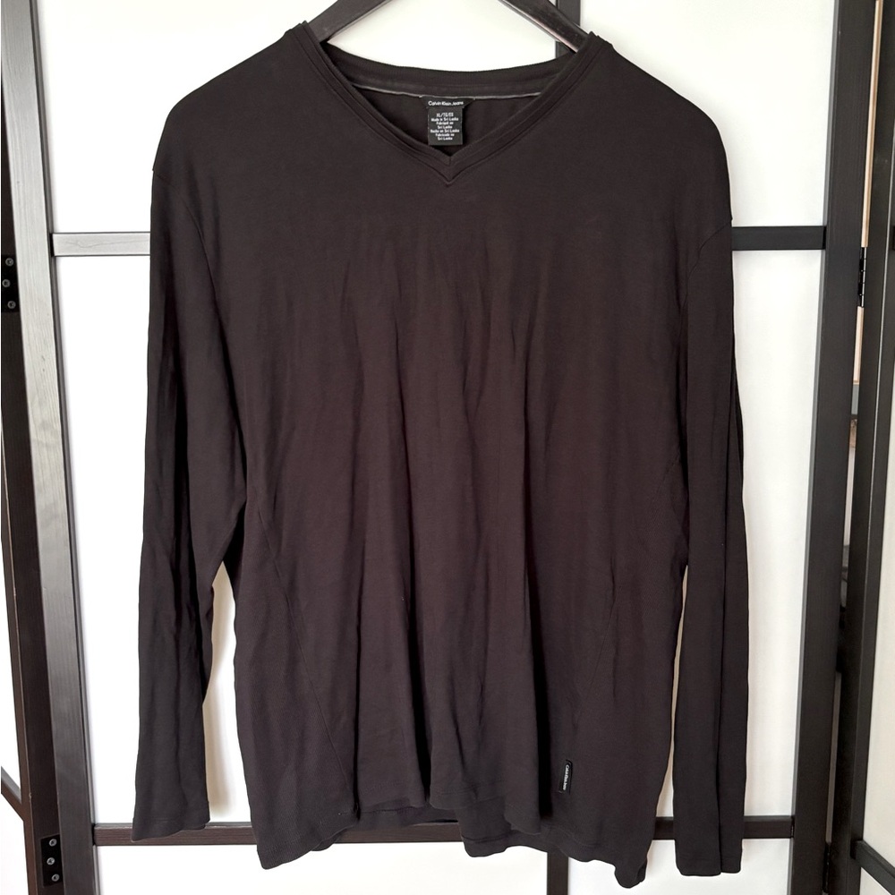 Black Calvin Klein Jeans V-Neck Long Sleeve Sweater